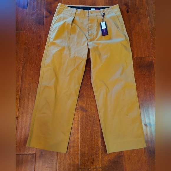Tommy Hilfiger Hilfiger Collection Tan Relaxed Pleated Chino Pant Size 34 SAMPLE - Picture 2 of 6
